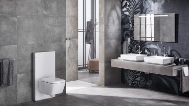Vannas istaba ar Geberit Monolith Plus sanitāro moduli tualetēm