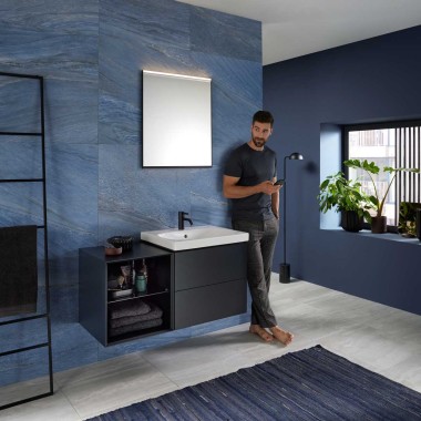 Mix & Match Geberit Acanto vannas istabas izlietne ar Geberit ONE izlietnes skapīti un vaļēju sānu elementu Mix & Match Geberit Acanto vannas istabas izlietne ar Geberit ONE izlietnes skapīti un vaļēju sānu elementu