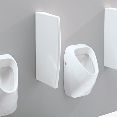 Geberit starpsiena izgatavota no sanitārās keramikas ar slēptiem stiprinājumiem Geberit starpsiena izgatavota no sanitārās keramikas ar slēptiem stiprinājumiem