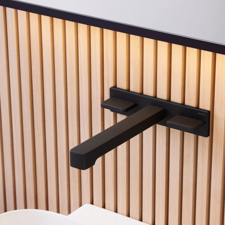 Geberit ONE kvadrātveida sienas maisītājs melnā, matētā krāsā