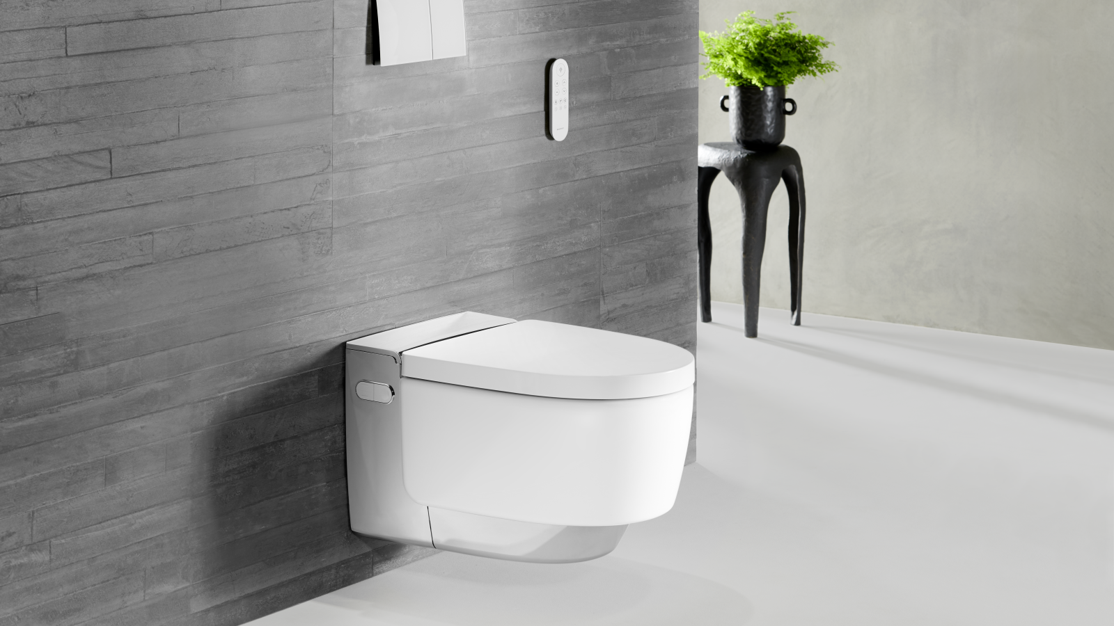 Hromēts Geberit AquaClean Mera Comfort modelis ar Sigma70 tālvadības pulti