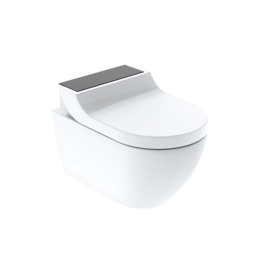 Geberit AquaClean Tuma bidē tualetes pods ar vāku melnā krāsā Geberit AquaClean Tuma bidē tualetes pods ar vāku melnā krāsā