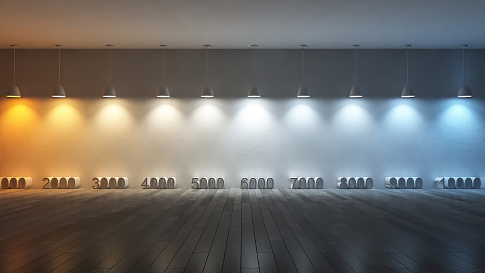 Krāsu temperatūras ilustrācija ar dažādām kelvina vērtībām (© iStock.com/SuriyaKK)