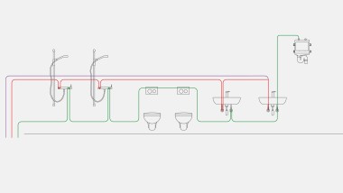 Piemērs dzeramā ūdens cauruļvadu intervālu regulēšanai, izmantojot sanitāro skalošanu