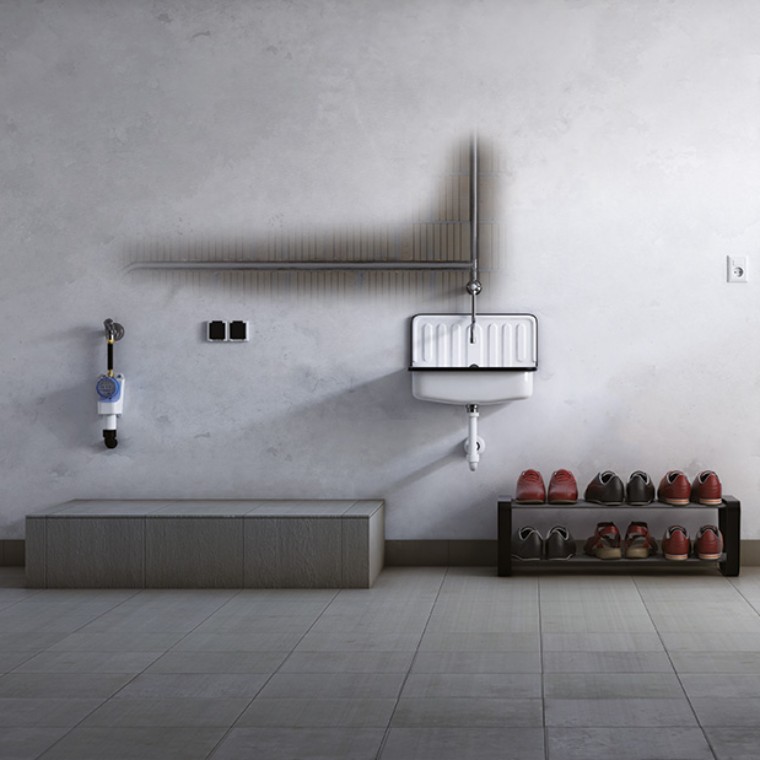 Geberit sanitārās skalošanas ierīces Rapid piemērs Ierīkoti, bet neizmantoti cauruļvadi Geberit sanitārās skalošanas ierīces Rapid piemērs Ierīkoti, bet neizmantoti cauruļvadi