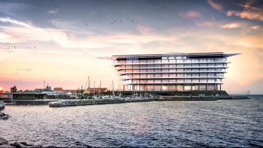 Levitējoša viegluma sala: Farmācijas uzņēmuma Ferring Pharmaceuticals jaunā mītne Kastrupā (Dānija). © Foster&Partners Levitējoša viegluma sala: Farmācijas uzņēmuma Ferring Pharmaceuticals jaunā mītne Kastrupā (Dānija). © Foster&Partners