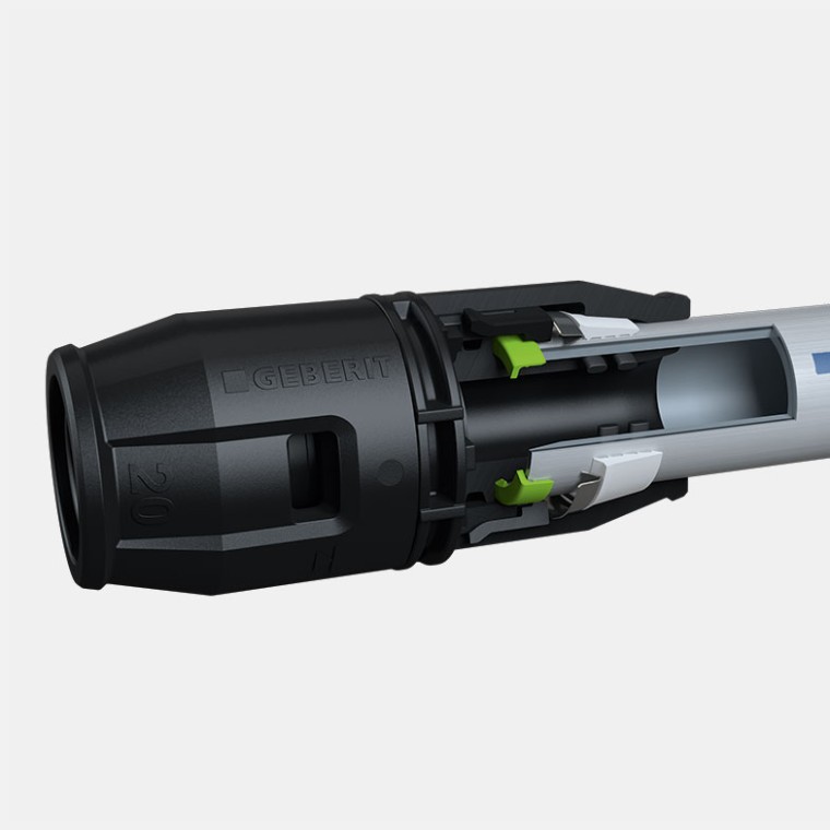 Geberit PushFit veidgabala šķērsgriezums Geberit PushFit veidgabala šķērsgriezums