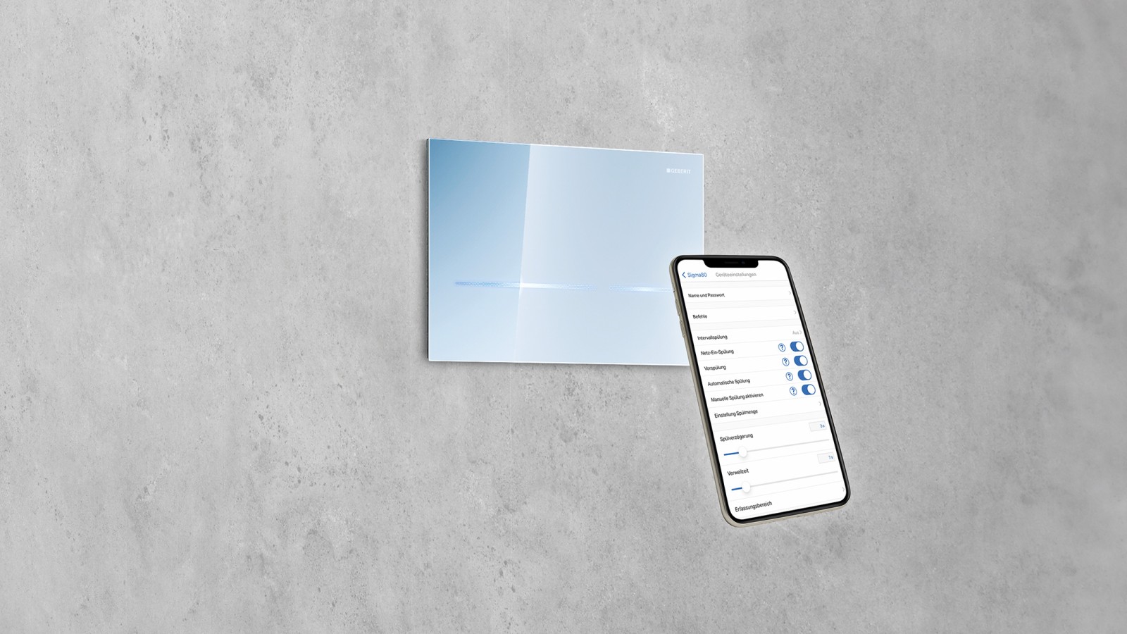 Iestatiet Geberit Sigma80 WC skalošanas vadību ar Geberit Control Iestatiet Geberit Sigma80 WC skalošanas vadību ar Geberit Control