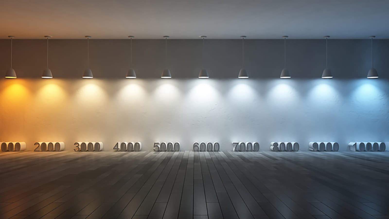 Krāsu temperatūras ilustrācija ar dažādām kelvina vērtībām (© iStock.com/SuriyaKK) Krāsu temperatūras ilustrācija ar dažādām kelvina vērtībām (© iStock.com/SuriyaKK)