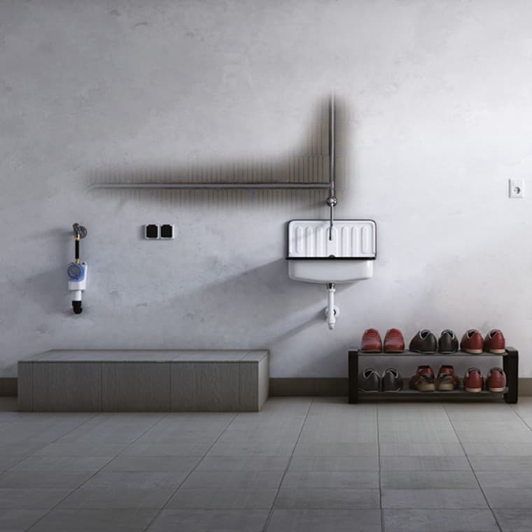 Geberit sanitārās skalošanas ierīces Rapid piemērs Ierīkoti, bet neizmantoti cauruļvadi Geberit sanitārās skalošanas ierīces Rapid piemērs Ierīkoti, bet neizmantoti cauruļvadi