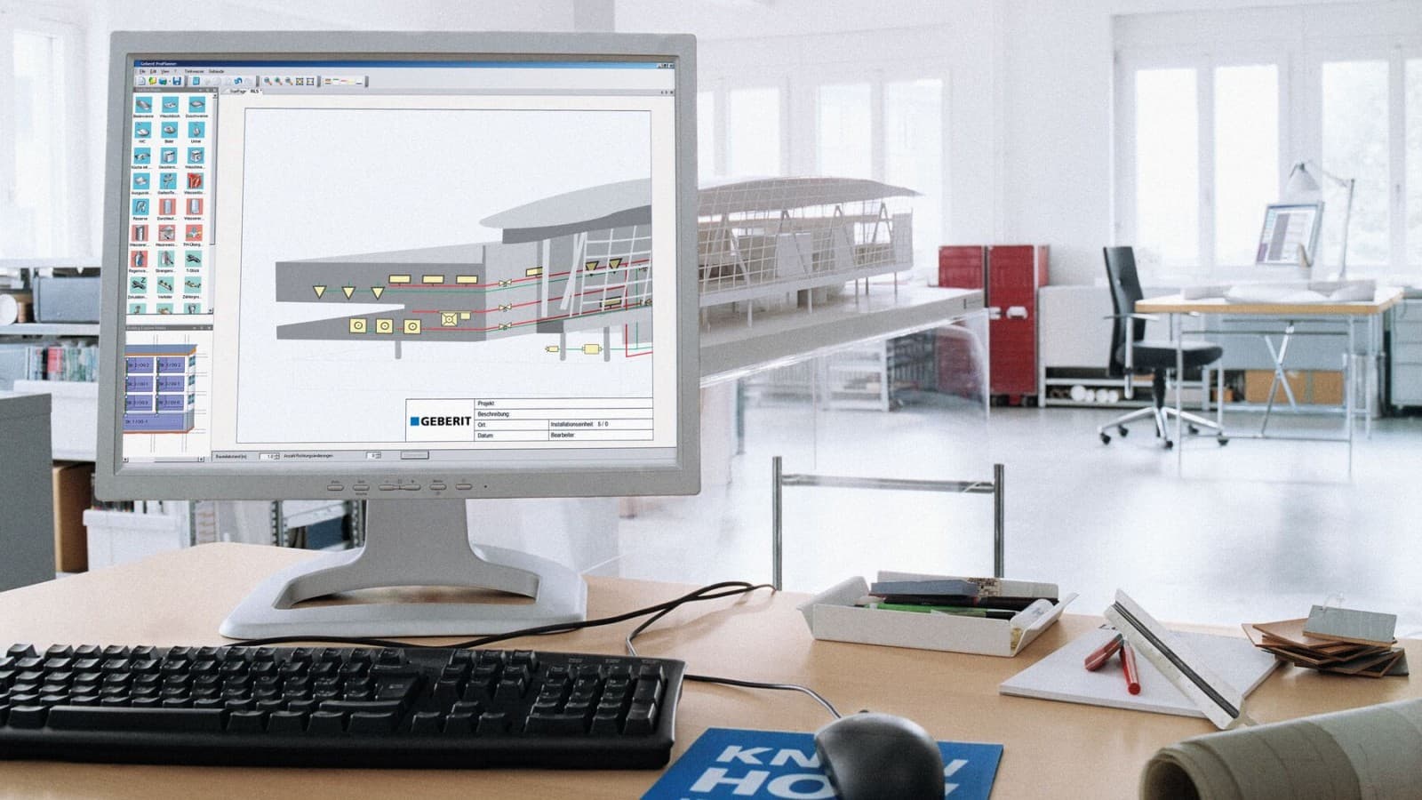 Datora ekrāns ar Geberit ProPlanner Datora ekrāns ar Geberit ProPlanner