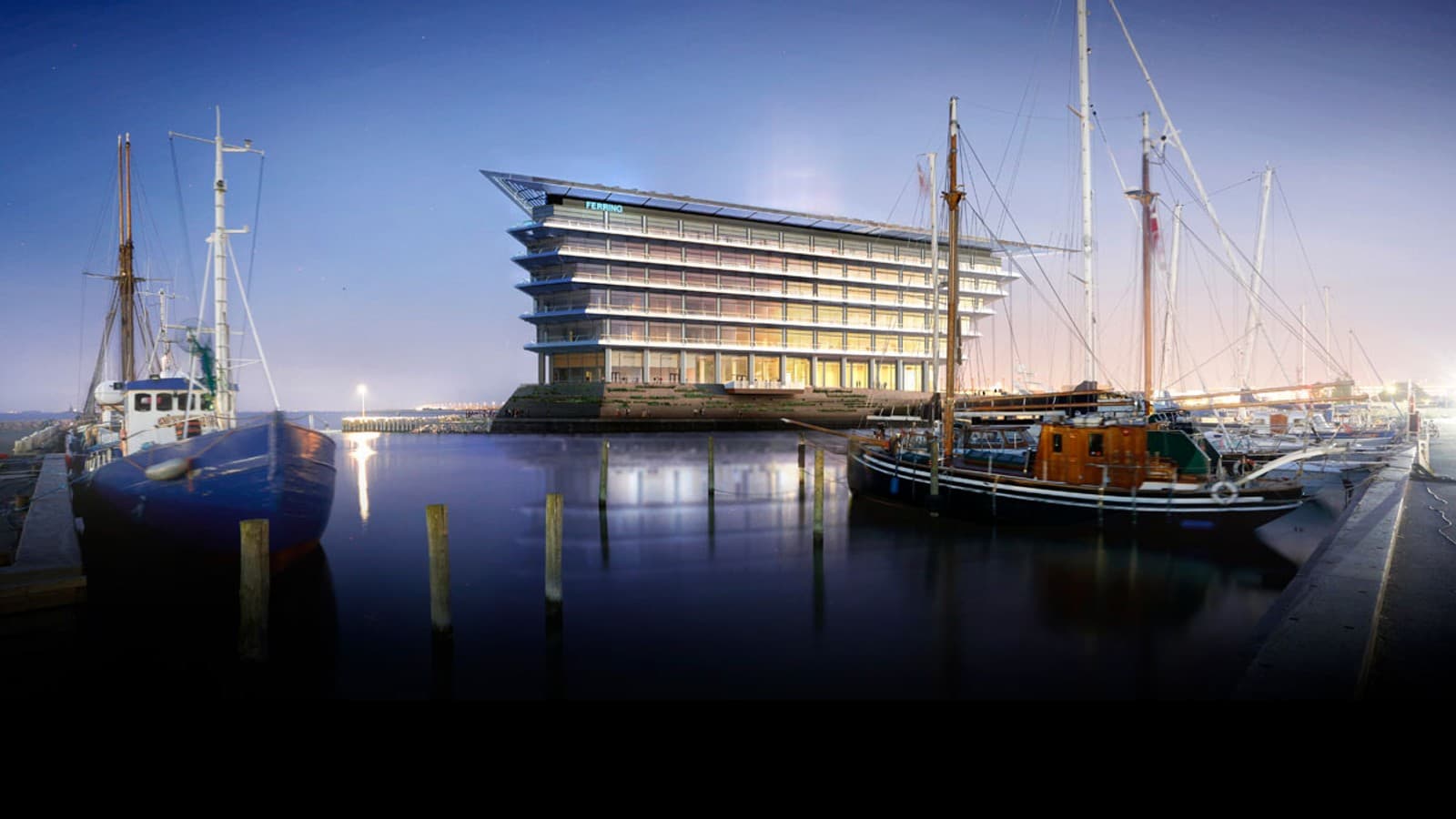 Ar skaistu skatu uz Ēresunda jūras vārtiem starp Kopenhāgenu un Malmi — jaunā Ferring Pharmaceuticals mītne. © Foster&Partners Ar skaistu skatu uz Ēresunda jūras vārtiem starp Kopenhāgenu un Malmi — jaunā Ferring Pharmaceuticals mītne. © Foster&Partners