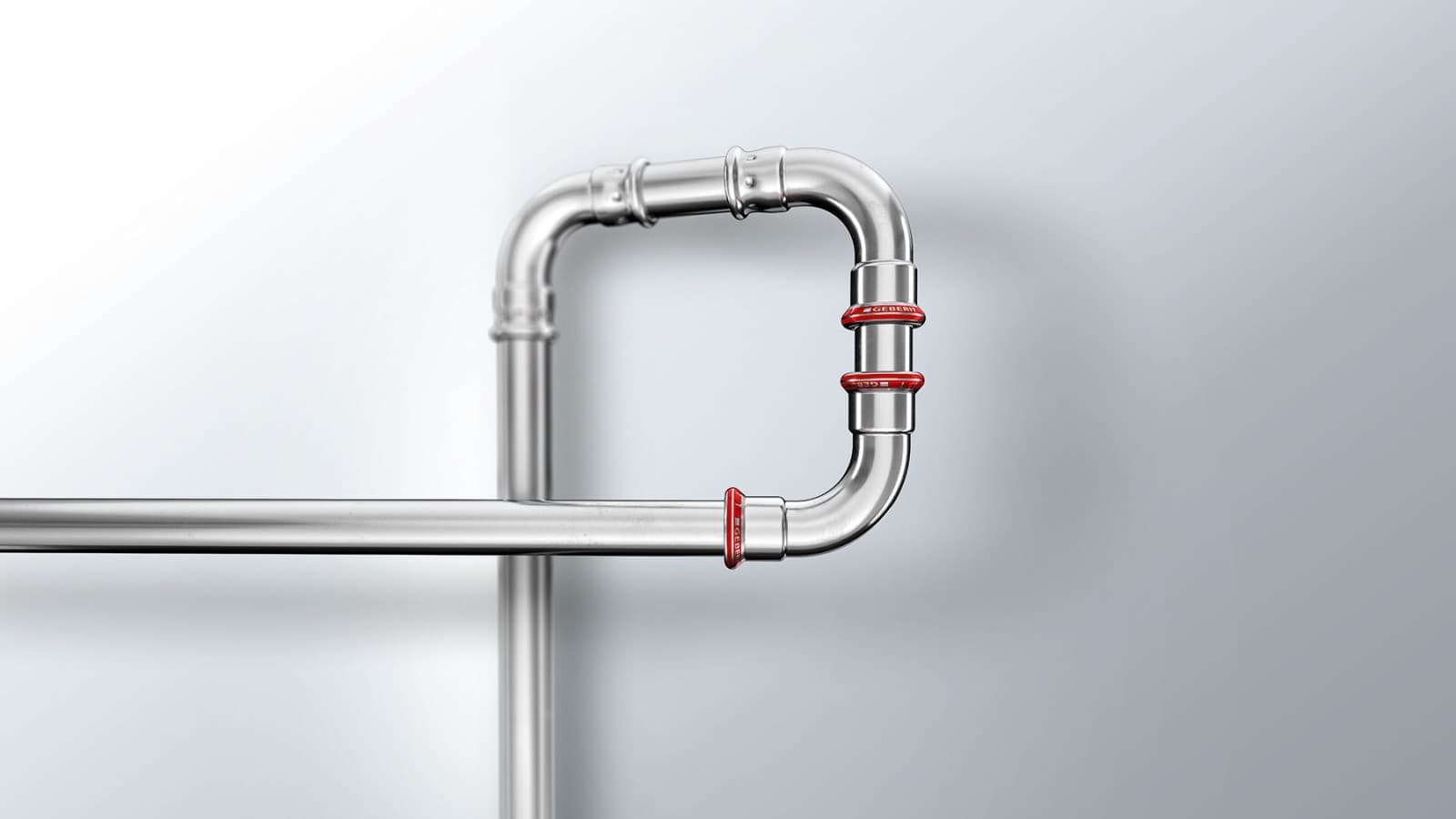 Geberit Mapress cinkotā tērauda veidgabals ar sarkanu presēšanas indikatoru Geberit Mapress cinkotā tērauda veidgabals ar sarkanu presēšanas indikatoru