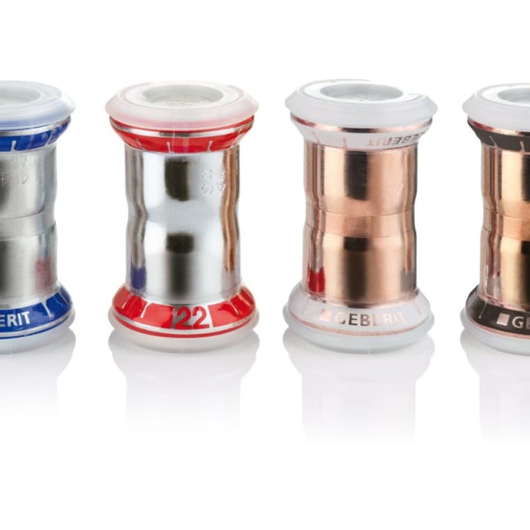 Geberit Mapress veidgabali no dažādiem materiāliem ar aizsargvākiem Geberit Mapress veidgabali no dažādiem materiāliem ar aizsargvākiem